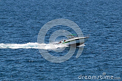 Speeding boat Stock Photo