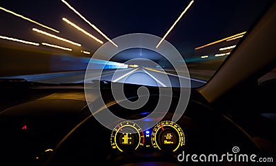 Speeding car dashboard Stock Photo