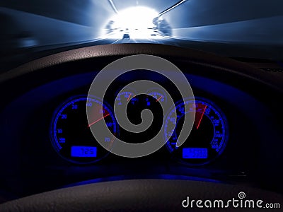 Speeding Dashboard in Motion Stock Photo