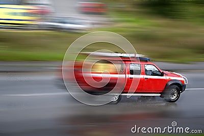 Firefighter vehicle panning Stock Photo