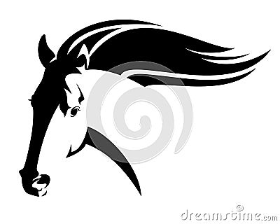 Speeding mustang horse black vector portrait Vector Illustration