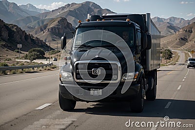 Speeding Power Truck on the Highway by John Davis.AI Generated Stock Photo