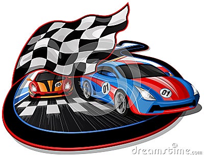 Speeding Racing Cars Design Vector Illustration