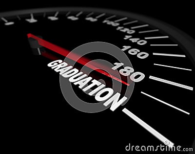 Speeding Toward Graduation - Speedometer Stock Photo