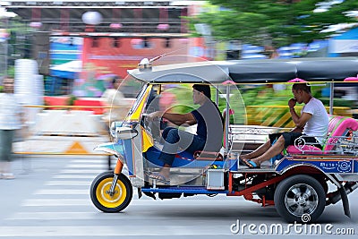 Speeding Tuk Tuk in Bangkok Editorial Stock Photo