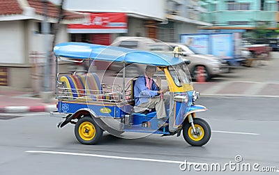 Speeding Tuk Tuk in Bangkok Editorial Stock Photo