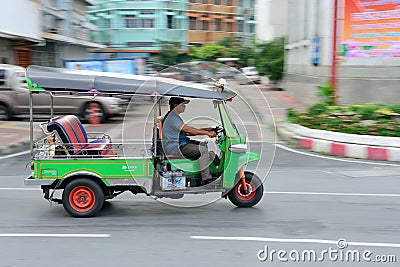 Speeding Tuk Tuk in Bangkok Editorial Stock Photo