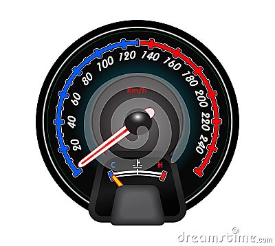 set of speedometers for dashboard analog device for speed. car interior speedometer control. futuristic speedometer car. Stock Photo