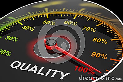 Speedometer as Quality Level Meter. 3d Rendering Stock Photo