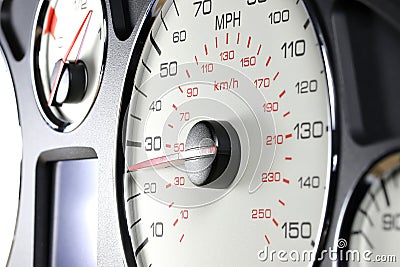 Speedometer at 25 MPH Stock Photo