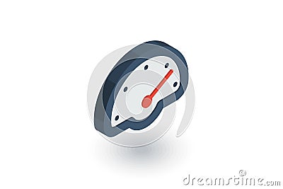 Speedometer, dashboard isometric flat icon. 3d vector Vector Illustration