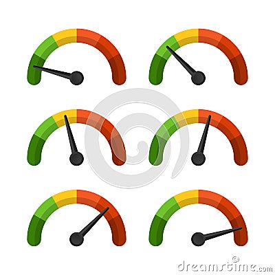 Speedometer 6 different position icon vector for graphic design, logo, website, social media, mobile app, UI Vector Illustration