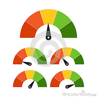 Speedometer 5 different position icon vector for graphic design, logo, website, social media, mobile app, UI Vector Illustration