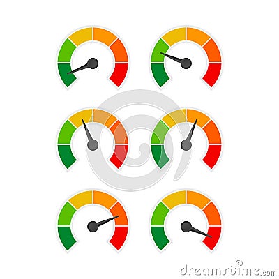 Speedometer 6 different position icon vector for graphic design, logo, website, social media, mobile app, UI Vector Illustration