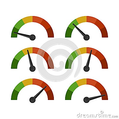 Speedometer 6 different position icon vector for graphic design, logo, website, social media, mobile app, UI Vector Illustration