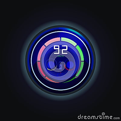 Speedometer for electric car with battery charge Vector Illustration