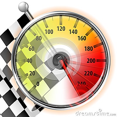 Speedometer with Flag Vector Illustration