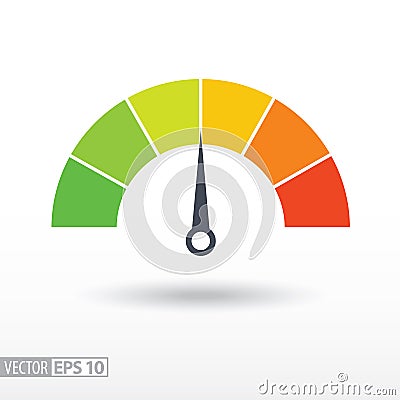 Speedometer flat icon. Sign colorful speedometer. Vector logo for web design Vector Illustration