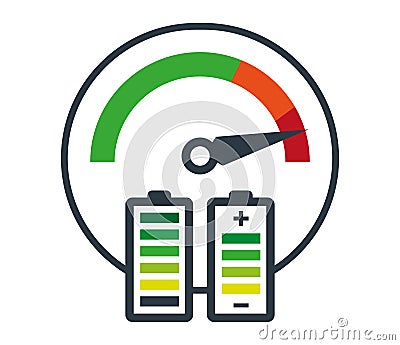 Speedometer Icon and Battery Vector Illustration