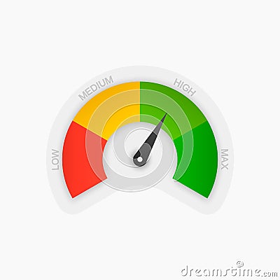 Speedometer icon. Colorful Info-graphic. High risk meter Stock Photo