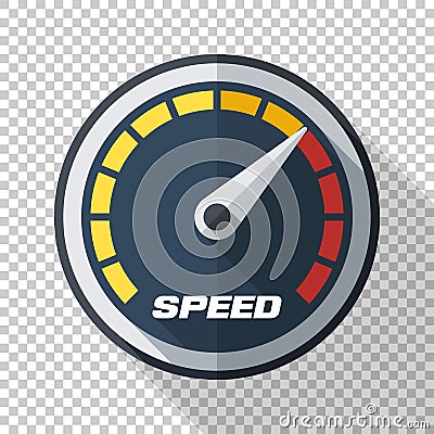 Speedometer icon in flat style on transparent background Vector Illustration