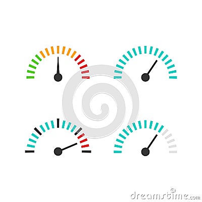 Speedometer icon set vector illustration, speed control measure element Vector Illustration