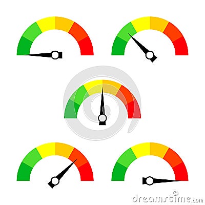 Speedometer icon or sign with arrow. Collection of colorful Infographic gauge element. Vector Illustration