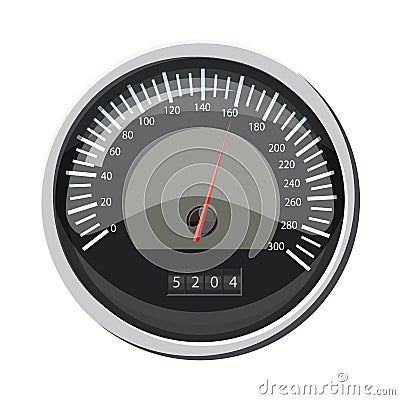 Speedometer at 160 km in hour icon, cartoon style Vector Illustration