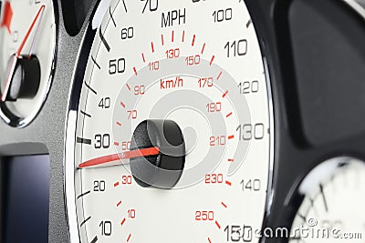 Speedometer at 25 MPH Stock Photo