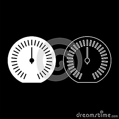 Speedometer odometer speed counter meter set icon white color vector illustration image solid fill outline contour line thin flat Vector Illustration