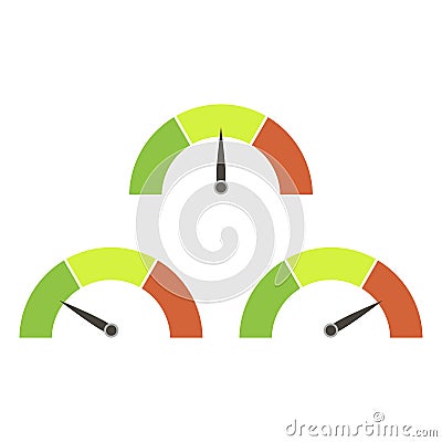 Speedometer rating set icons isolated on white Stock Photo