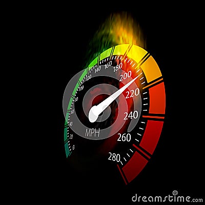 Speedometer with speed fire path Vector Illustration