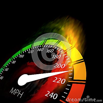 Speedometer with speed fire path Vector Illustration