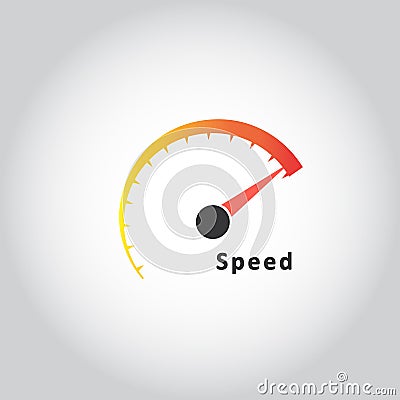 Speedometer symbol on fire in vector Stock Photo