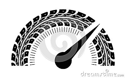 Speedometer vector illustration. Styling by tire tracks. Vector Illustration