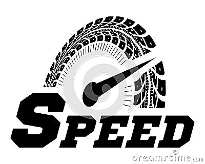 Speedometer vector illustration. Styling by tire tracks. Vector Illustration