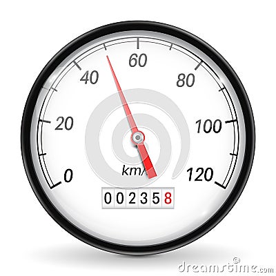 Speedometer. White car dashboard gauge Vector Illustration