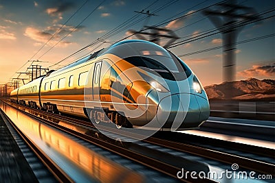 Speedy commute High speed train in motion on the railway Stock Photo