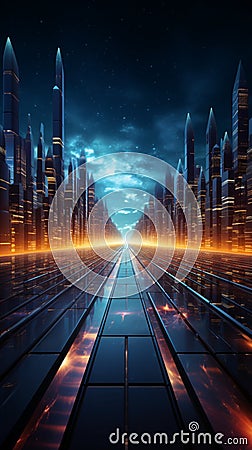 Speedy data journey A blurred road symbolizes swift information flow and visualization Stock Photo