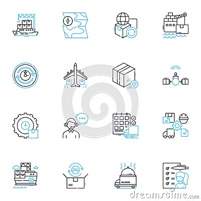 Speedy shipping linear icons set. Swift, Expedited, Fast, Quick, Rapid, Lightning, Velocity line vector and concept Vector Illustration