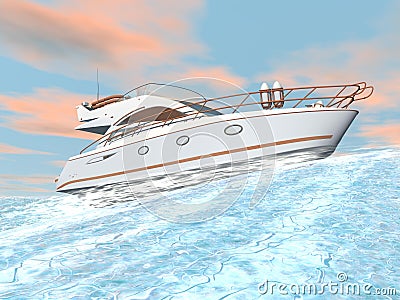 Speedy yacht - 3D render Stock Photo