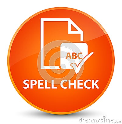 Spell check document elegant orange round button Cartoon Illustration