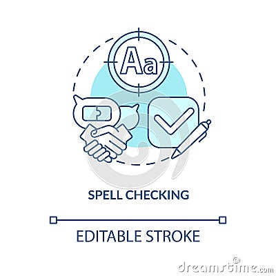 Spell checking blue concept icon Vector Illustration
