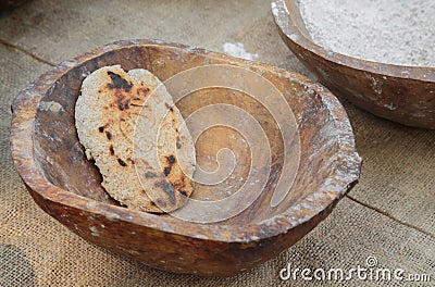 Spelled (einkorn) bread with stamped drawings Stock Photo