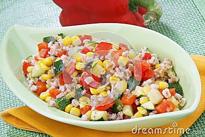 Spelled salad with vegetables Stock Photo