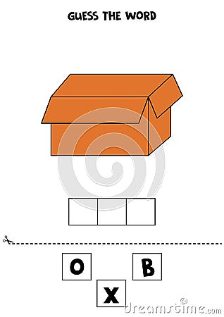 Spelling game for preschool kids. Carton box. Vector Illustration