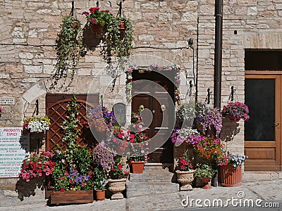 Spello - typical street gardens Editorial Stock Photo