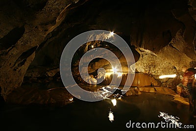 Spelunking at Sagada limestone caves, philippines Stock Photo
