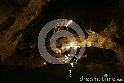 Spelunking at Sagada limestone caves, philippines Stock Photo
