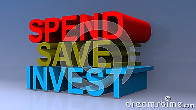 Spend save invest on blue Stock Photo